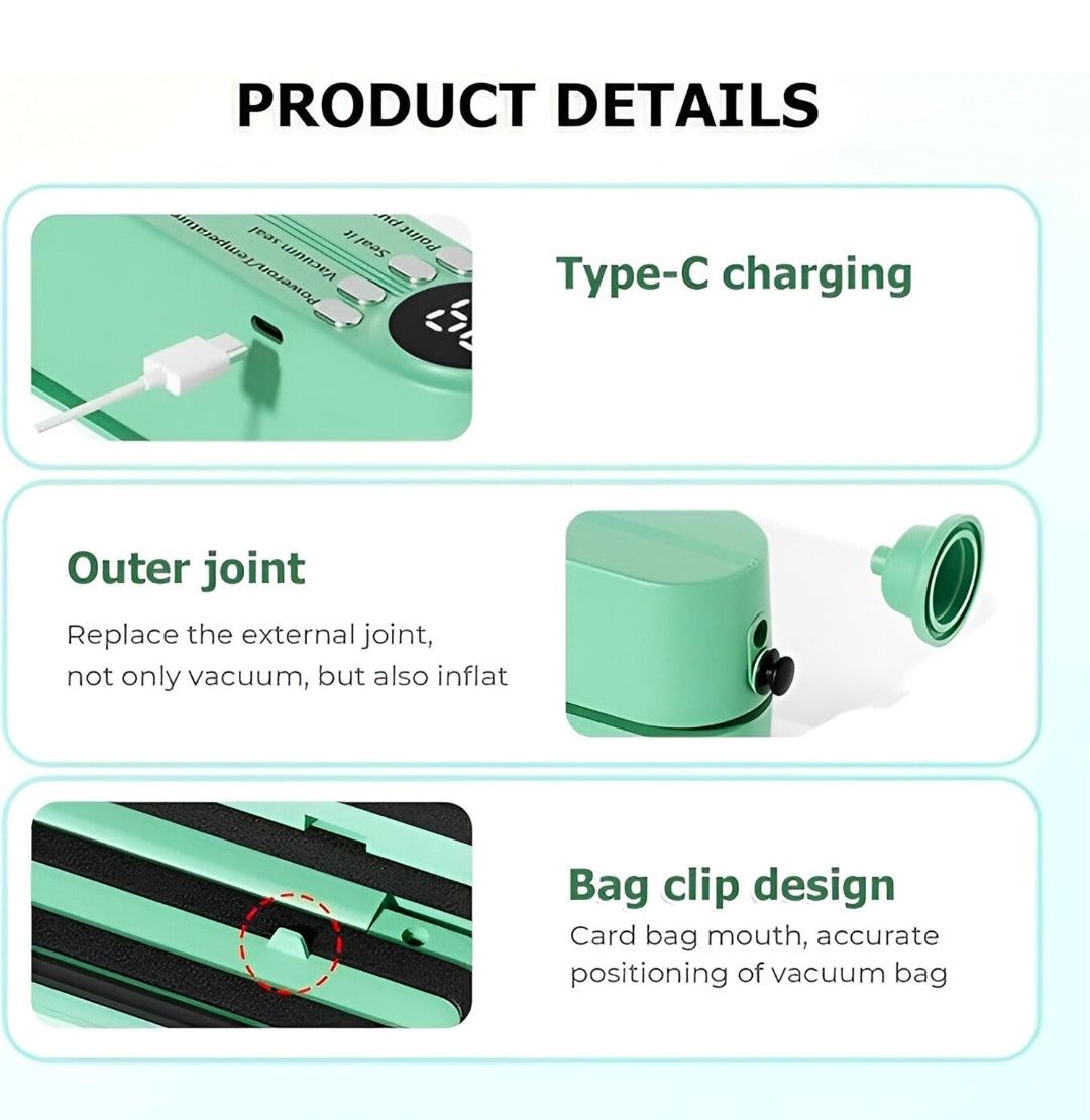 Portable Mini Vacuum Sealer, 2-in-1 Food Bag Sealing Machine